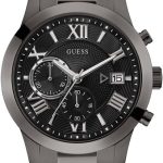 GUESS Men Quartz Watch with Stainless Steel Strap, Gunmetal, 21.5 (Model: U0668G9) quartz watch with