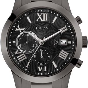 GUESS Men Quartz Watch with Stainless Steel Strap, Gunmetal, 21.5 (Model: U0668G9) with stainless steel