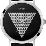 GUESS Iconic Studded Black and Gold-Tone Logo Silicone Watch. Color: Black (Model: U1161G2) iconic studded black