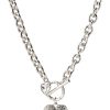 GUESS Women's Toggle Logo Charm Necklace, Silver, One Size guess womens toggle logo charm necklace silver one size set