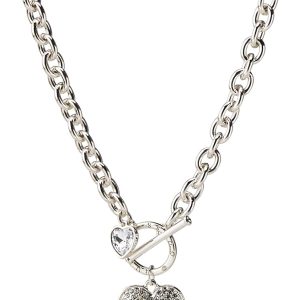 GUESS Women's Toggle Logo Charm Necklace, Silver, One Size guess womens toggle logo charm necklace silver one size set