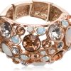 GUESS "Basic" Rose Gold Domed Multi-Stone Adjustable Ring, Size 7-9-0