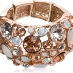 GUESS "Basic" Rose Gold Domed Multi-Stone Adjustable Ring, Size 7-9-0