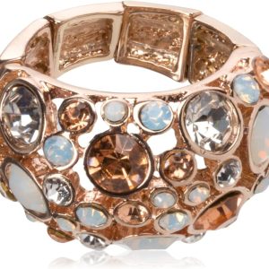 GUESS "Basic" Rose Gold Domed Multi-Stone Adjustable Ring, Size 7-9-0