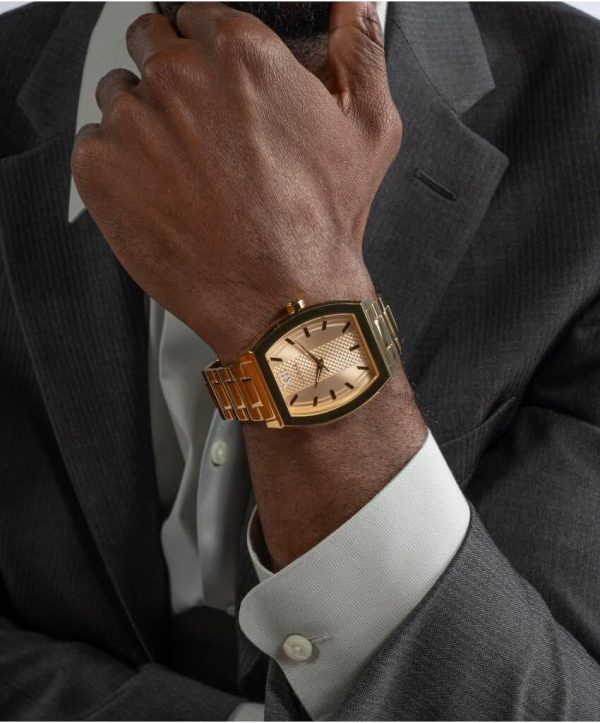 GUESS Men's 42mm Watch - Gold-Tone Bracelet Champagne Dial Gold-Tone Case men s 42mm