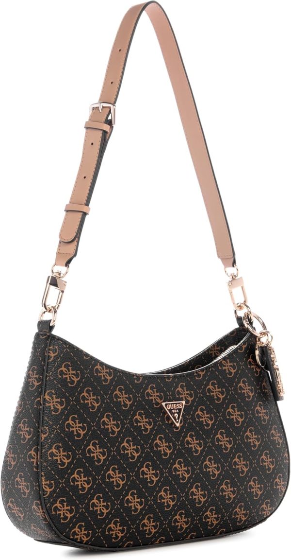 GUESS Noelle II Top Zip Shoulder Bag, Brown Logo guess noelle ii top zip shoulder bag brown logo black