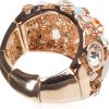 GUESS "Basic" Rose Gold Domed Multi-Stone Adjustable Ring, Size 7-9-1