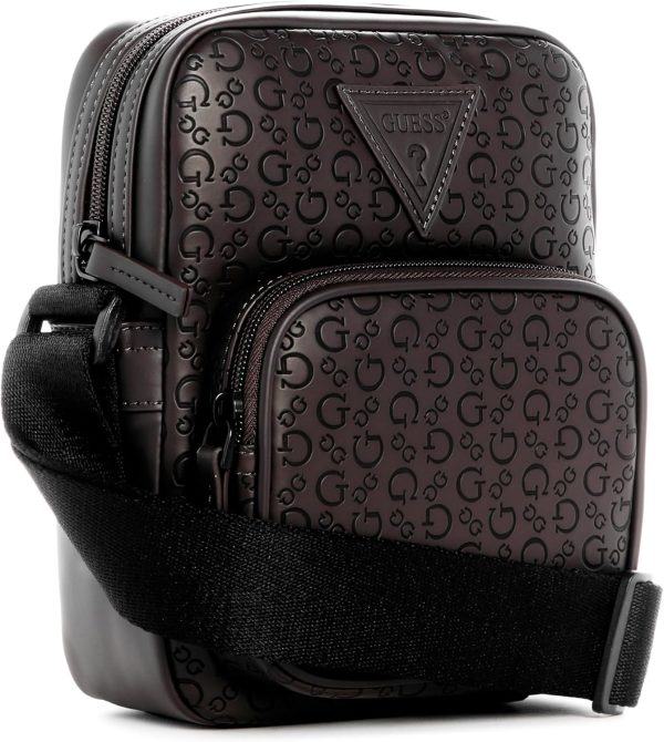 GUESS Mens Warner Camera Bag, Ground Coffee Brown-1
