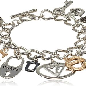 GUESS "Basic Mixed Metal Logo Charm Toggle Charm Bracelet-0
