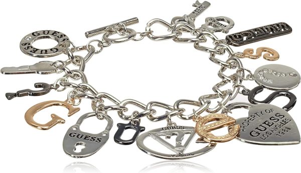 GUESS "Basic Mixed Metal Logo Charm Toggle Charm Bracelet-0