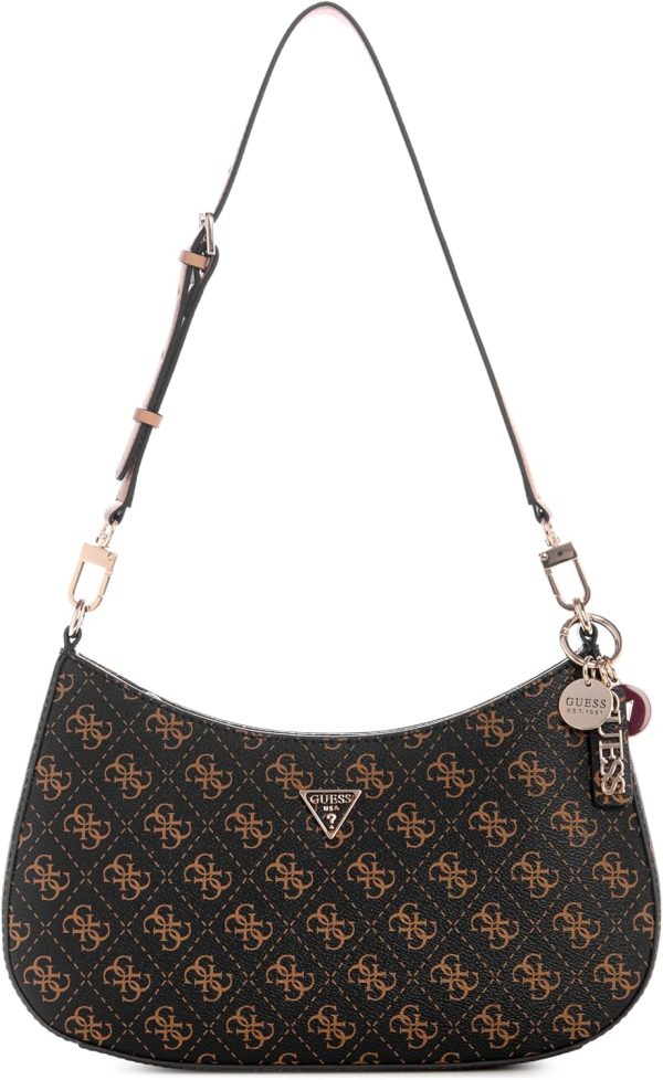 GUESS Noelle II Top Zip Shoulder Bag, Brown Logo guess noelle ii top zip shoulder bag brown logo size