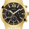 GUESS Women's Gold-Tone + Black Multifunction Steel Bracelet Watch guess women s