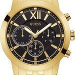 GUESS Women's Gold-Tone + Black Multifunction Steel Bracelet Watch guess women s