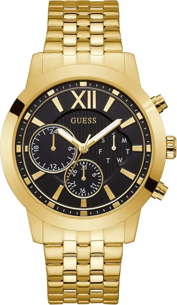 GUESS Women's Gold-Tone + Black Multifunction Steel Bracelet Watch guess women s