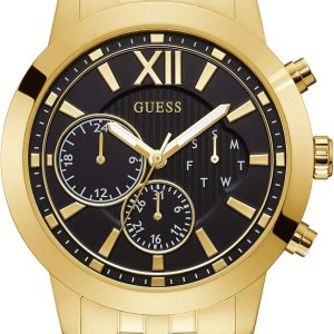 GUESS Women's Gold-Tone + Black Multifunction Steel Bracelet Watch gold-tone black multifunction