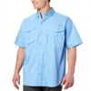 Columbia Camicia Uomo Blu Maniche Corte Cotone Pesca