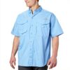 Columbia Camicia Uomo Blu Maniche Corte Cotone Pesca