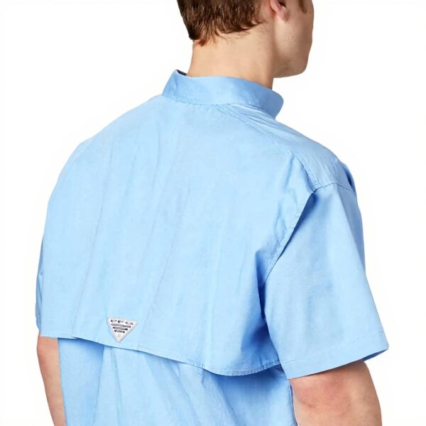 Columbia Camicia Uomo Blu Maniche Corte Cotone Pesca