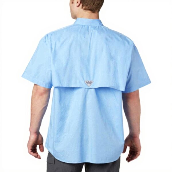 Columbia Camicia Uomo Blu Maniche Corte Cotone Pesca