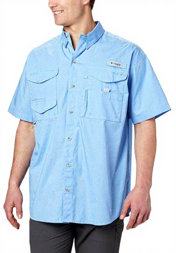 Columbia camicia uomo cotone colletto bottoni pesca