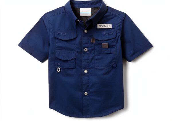 Columbia Camicia Bambini Cotone Button Down Pesca Nero