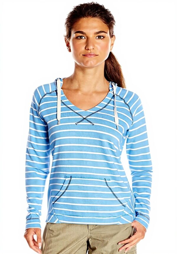 Felpa con cappuccio Columbia donna cotone righe marsupio