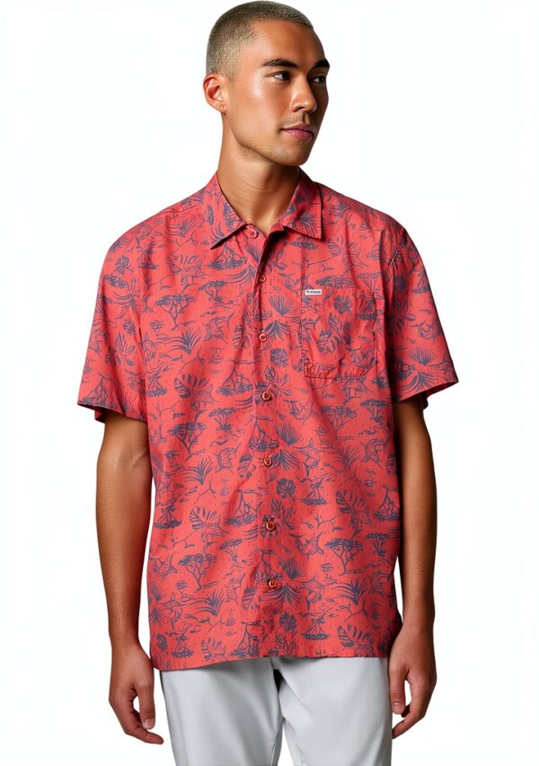 Columbia T-Shirt Uomo Cotone Maglietta Maniche Corte Pesca