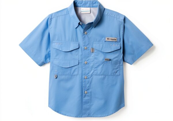 Columbia Camicia Bambini Cotone Pesca Maniche Corte Berretto